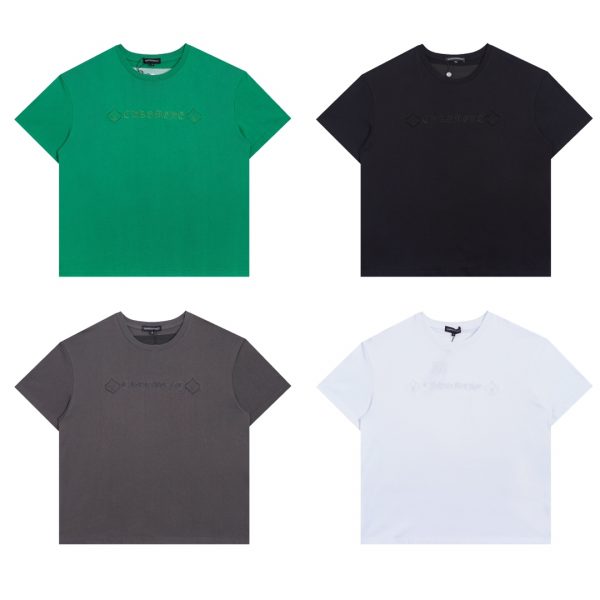 Best Selling Chrome Hearts Short Sleeves Black Cotton Embroidered Luxury