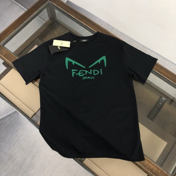 Premium Fendi Short Sleeves Black Cotton Breathable Luxury