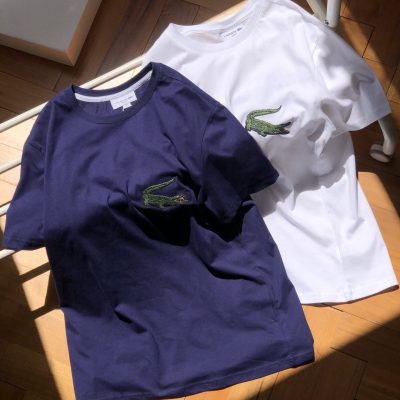High Quality Lacoste Short Sleeves White Cotton Embroidery Luxury