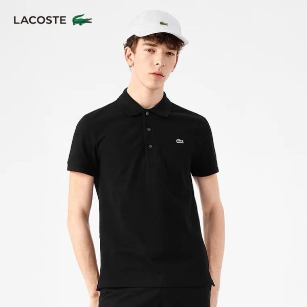 Luxury Lacoste Short-Sleeved Shirts Black Cotton Casual Collection