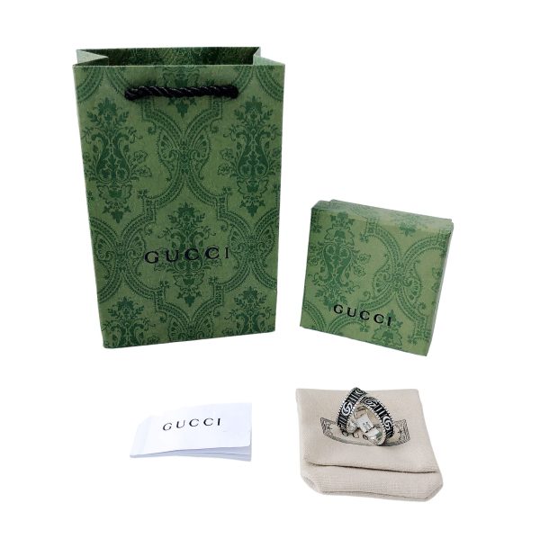 High Quality Gucci Rings Black Logo Style