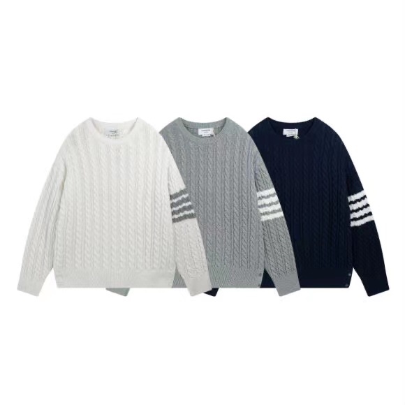 Best Selling Thom Browne Sweaters White Knit Striped Collection