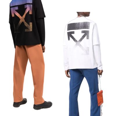 Luxury Off-White Long Sleeves White Cotton Gradient Style