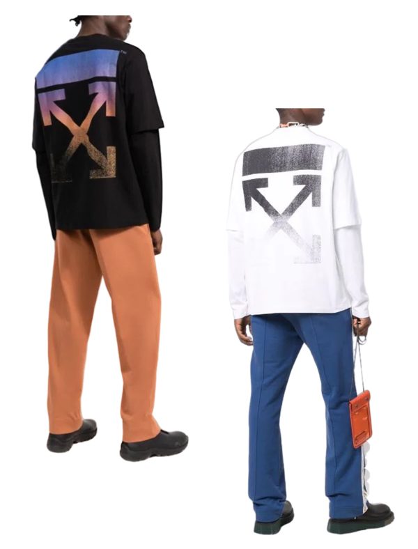 Luxury Off-White Long Sleeves White Cotton Gradient Style
