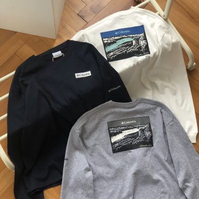 High Quality Columbia Long Sleeves White Cotton Print Style