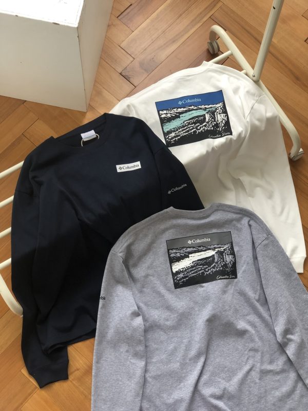 High Quality Columbia Long Sleeves White Cotton Print Style