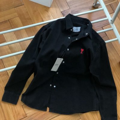 Premium Ami Shirt Black Denim Embroidery Luxury