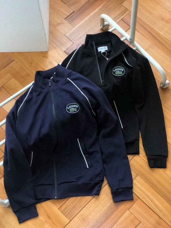 Premium Lacoste Coat Black Embroidered Style