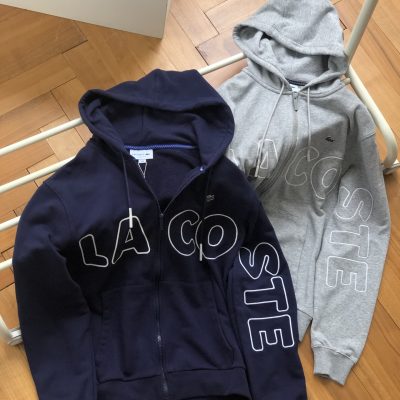 High Quality Lacoste Jackets Gray Cotton Casual Collection