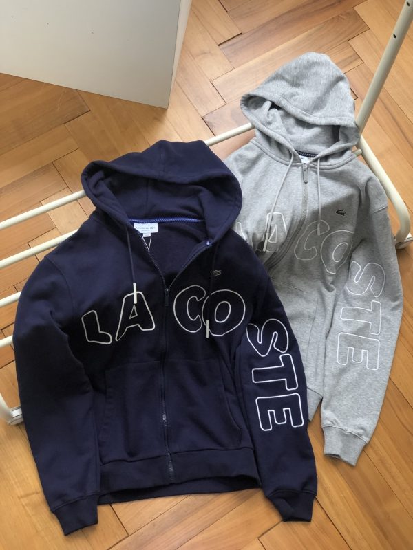 High Quality Lacoste Jackets Gray Cotton Casual Collection