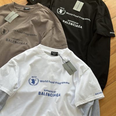 Premium Quality Balenciaga Long Sleeves White Cotton Patchwork Style