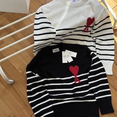 Best Selling Ami Sweaters Black Wool Jacquard Collection