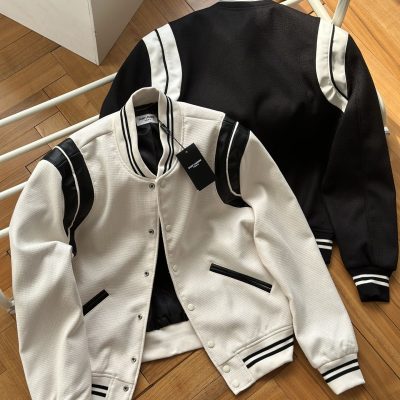 Best Selling Saint Laurent Coat Black Leather Jacquard Collection