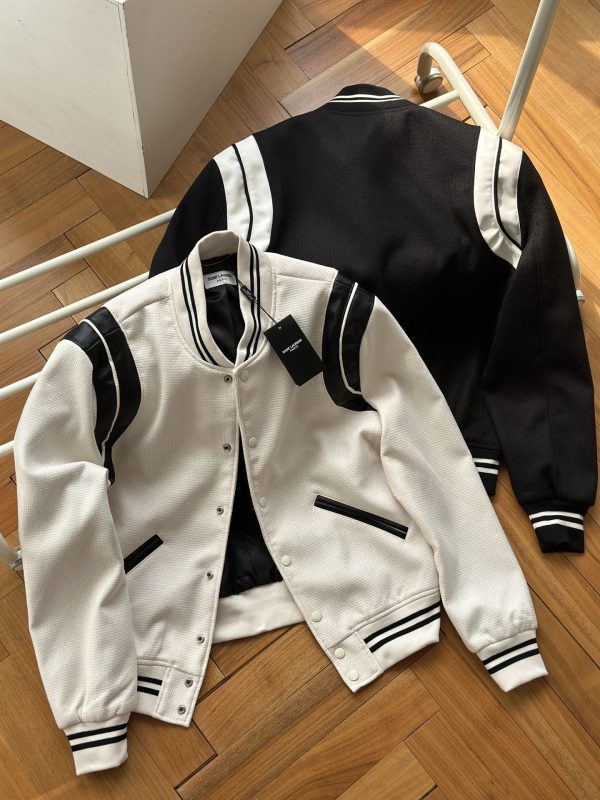 Best Selling Saint Laurent Coat Black Leather Jacquard Collection