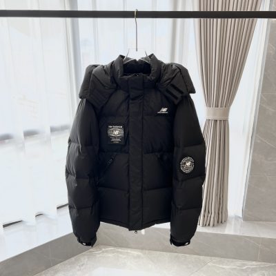 Premium New Balance Down Jacket Black Nylon Logo Collection