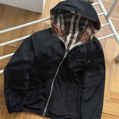 Best Selling Burberry Coat Black Polyester Plaid Luxury