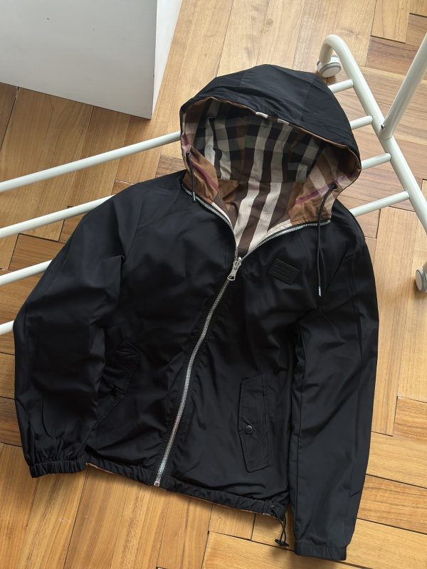 Best Selling Burberry Coat Black Polyester Plaid Luxury
