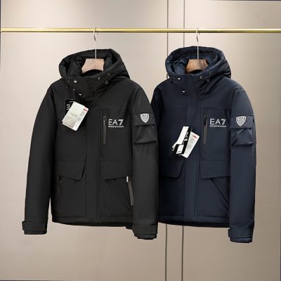 High Quality Armani Windbreakers Navy Solid Luxury
