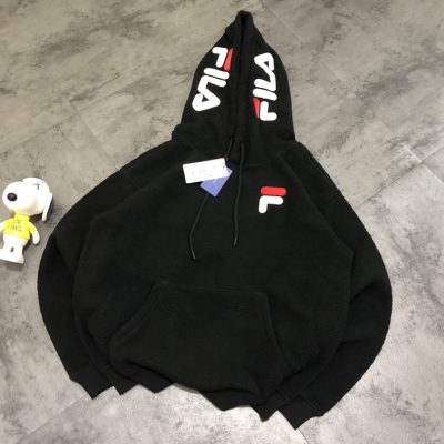High Quality Fila Sweatshirts Black Fleece Embroidered Luxury