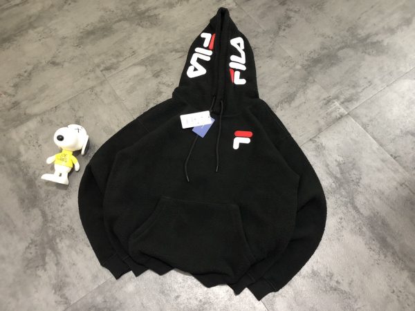 High Quality Fila Sweatshirts Black Fleece Embroidered Luxury