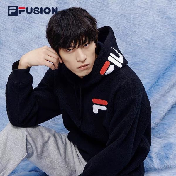 High Quality Fila Sweatshirts Black Fleece Embroidered Collection