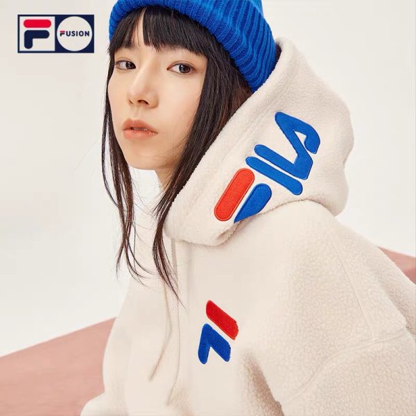 Best Selling Fila Sweatshirts White Fleece Embroidered Collection