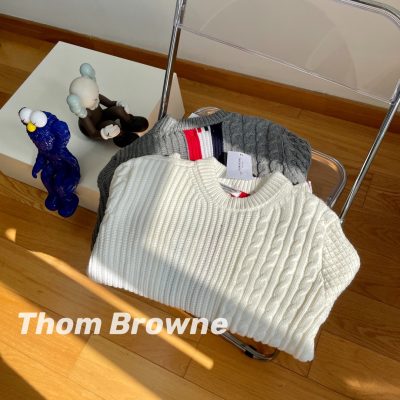 High Quality Thom Browne Long Sleeves White Knit Classic Collection
