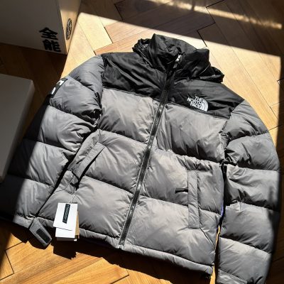 High Quality The North Face Down Jacket Gray Nylon Embroidered Luxury