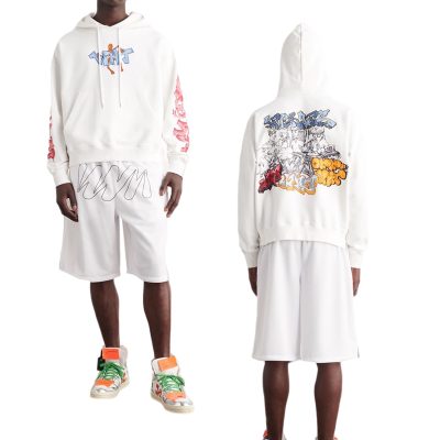 High Quality Off-White Sweatshirts White Silk Embroidered Luxury