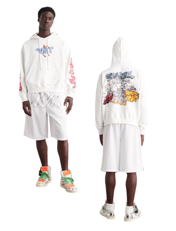 High Quality Off-White Sweatshirts White Silk Embroidered Luxury