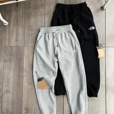 High Quality The North Face Sweatpants Black Fleece Embroidered Luxury