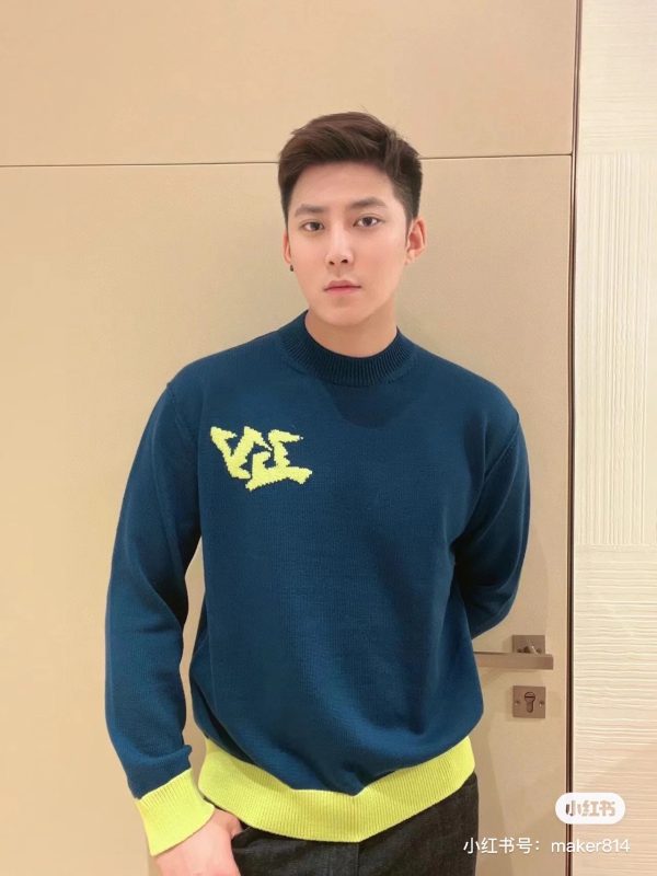 Luxury Louis Vuitton Sweaters Blue Silk Jacquard Collection