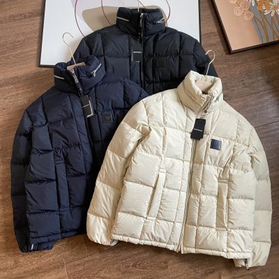 Premium Quality Armani Down Jackets White Nylon Logo Collection