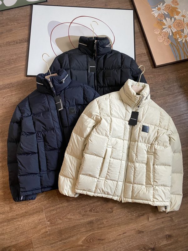 Premium Quality Armani Down Jackets White Nylon Logo Collection
