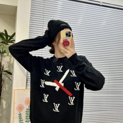 Luxury Louis Vuitton Sweaters Black Cotton Jacquard Luxury