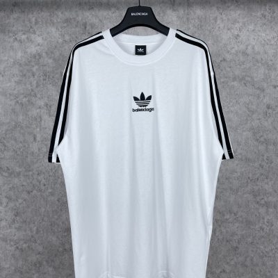 High Quality Adidas Short Sleeves Black Cotton Stripe Luxury