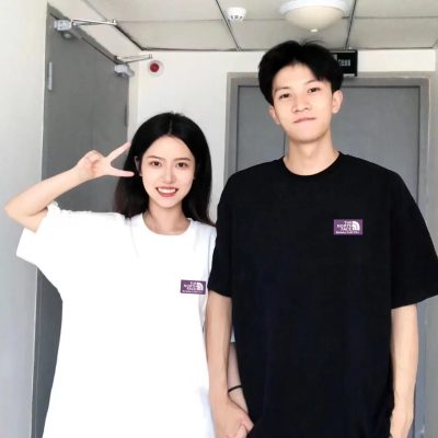 Luxury The North Face Short Sleeves Purple Oversized Style