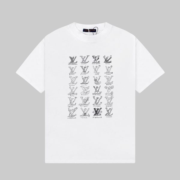Premium Louis Vuitton Short Sleeves White Logo Luxury
