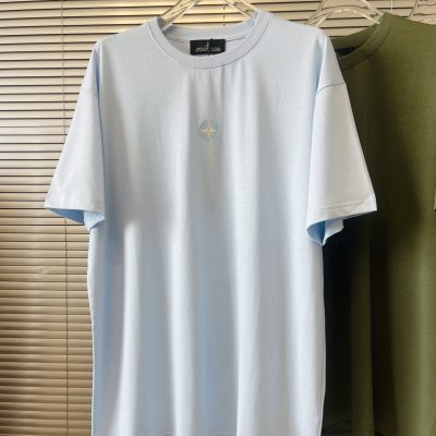 High Quality Stone Island T-Shirt Black Cotton Embroidery Style