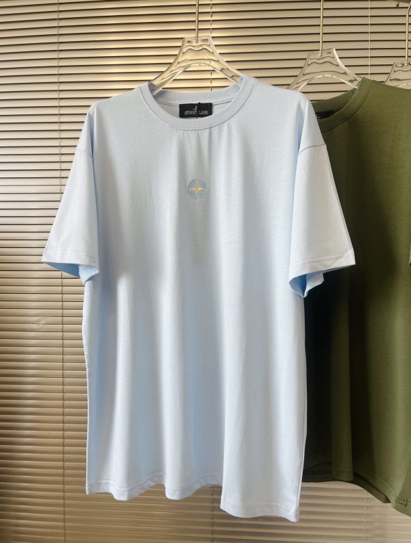 High Quality Stone Island T-Shirt Black Cotton Embroidery Style