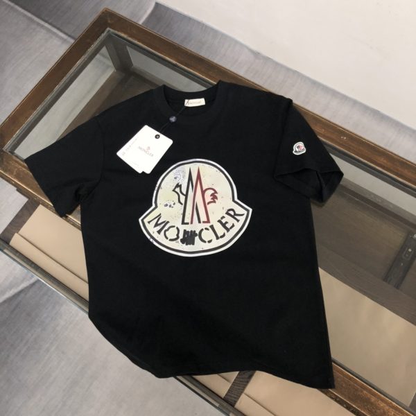 High Quality Moncler Short Sleeves Black Cotton Print Collection