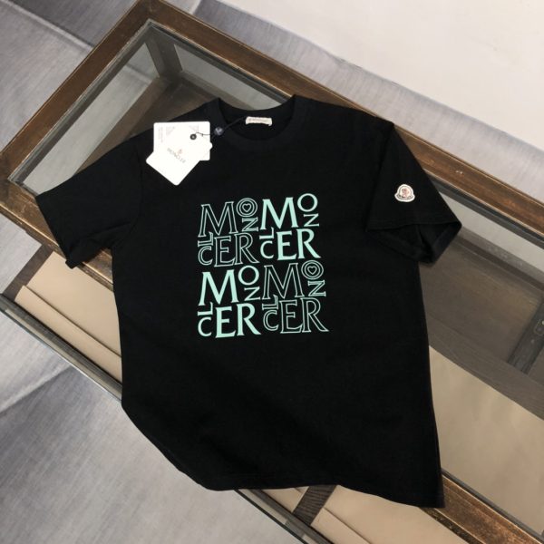 Premium Quality Moncler Short Sleeves Black Cotton Print Style
