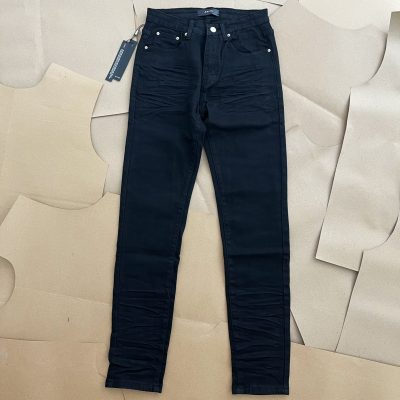 Luxury Ami Jeans Black Leather Washed Collection