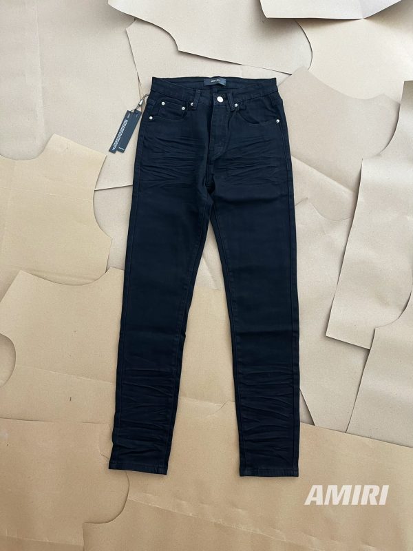 Luxury Ami Jeans Black Leather Washed Collection