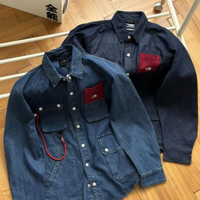 Luxury The North Face Shirts Blue Denim Embroidered Collection