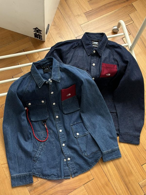Luxury The North Face Shirts Blue Denim Embroidered Collection