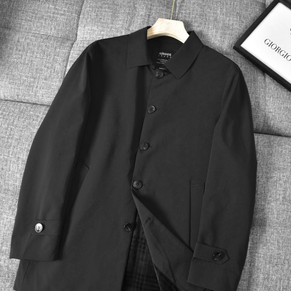 Premium Quality Armani Coats Black Silk Casual Collection