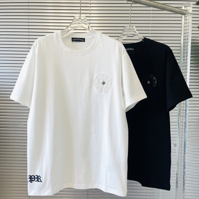 Best Selling Chrome Hearts T-Shirt Black Cotton Embroidered Style