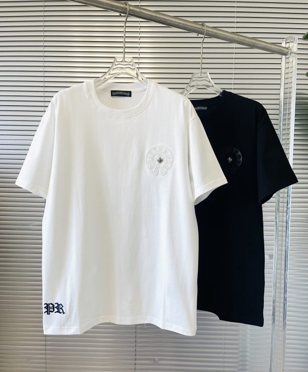 Best Selling Chrome Hearts T-Shirt Black Cotton Embroidered Style