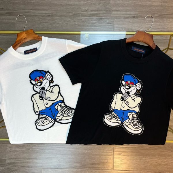 Luxury Louis Vuitton Short-Sleeved T-Shirts White Cotton Logo Luxury